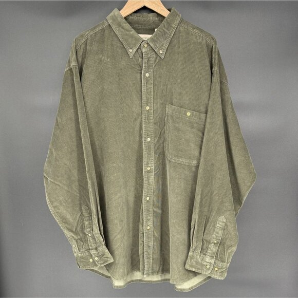 NWT Northwest Territory Men's Corduroy Button Up Shirt 3X Green 100% Cotton - Picture 1 of 9